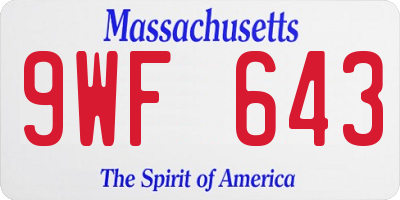 MA license plate 9WF643