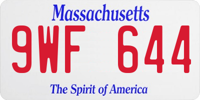 MA license plate 9WF644