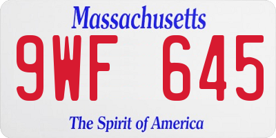 MA license plate 9WF645
