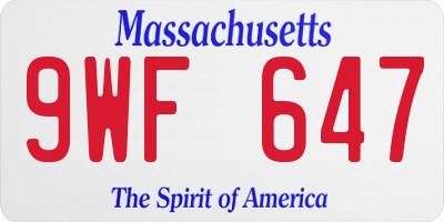 MA license plate 9WF647
