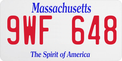 MA license plate 9WF648