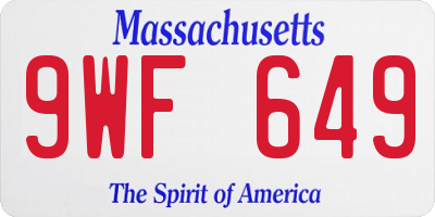 MA license plate 9WF649