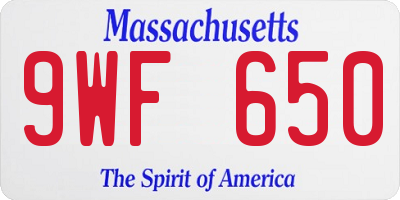 MA license plate 9WF650