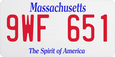 MA license plate 9WF651