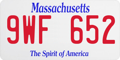 MA license plate 9WF652