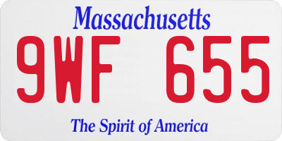 MA license plate 9WF655