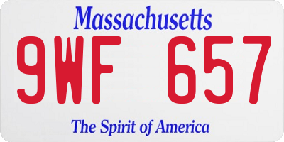 MA license plate 9WF657