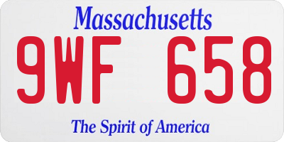 MA license plate 9WF658