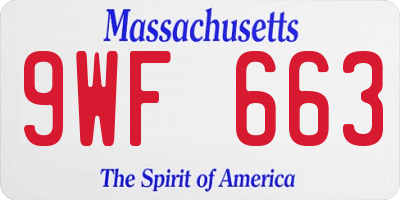 MA license plate 9WF663