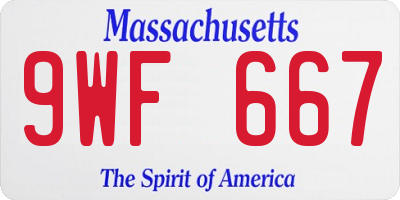 MA license plate 9WF667