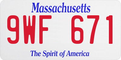 MA license plate 9WF671