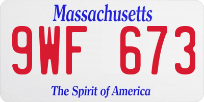 MA license plate 9WF673