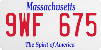 MA license plate 9WF675