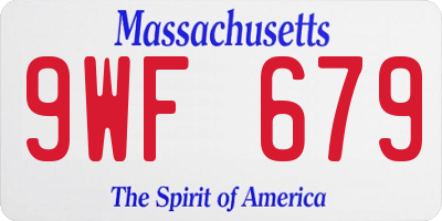 MA license plate 9WF679