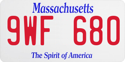 MA license plate 9WF680