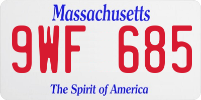 MA license plate 9WF685