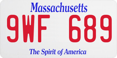 MA license plate 9WF689