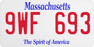 MA license plate 9WF693