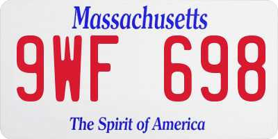 MA license plate 9WF698