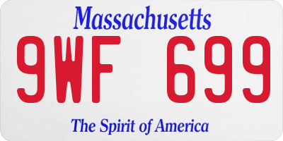 MA license plate 9WF699
