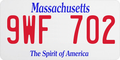 MA license plate 9WF702