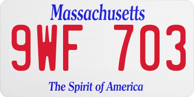 MA license plate 9WF703