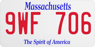 MA license plate 9WF706
