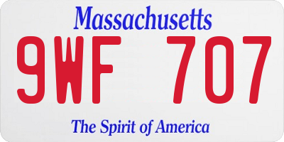 MA license plate 9WF707