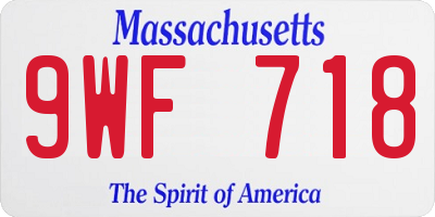 MA license plate 9WF718