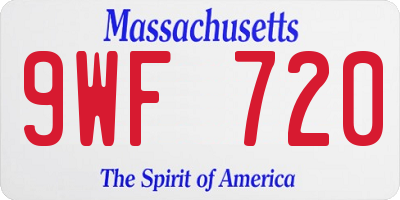 MA license plate 9WF720