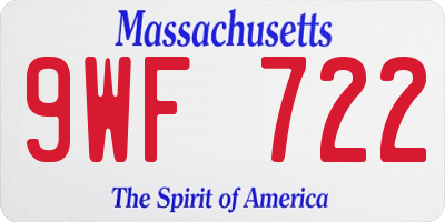 MA license plate 9WF722