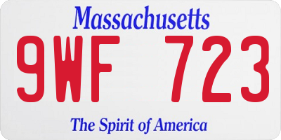 MA license plate 9WF723