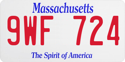 MA license plate 9WF724