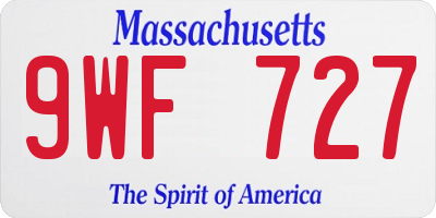 MA license plate 9WF727