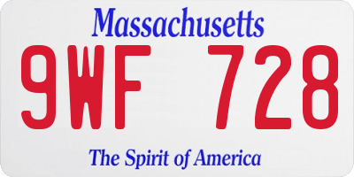 MA license plate 9WF728