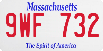 MA license plate 9WF732