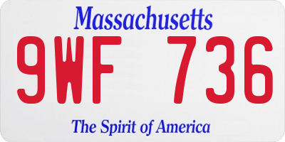 MA license plate 9WF736