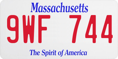 MA license plate 9WF744