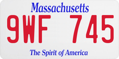 MA license plate 9WF745