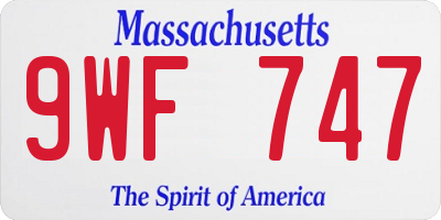 MA license plate 9WF747