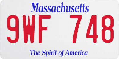 MA license plate 9WF748