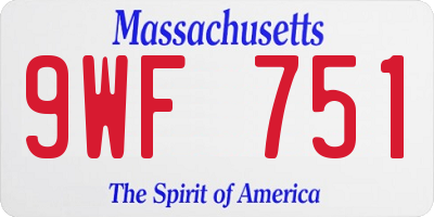 MA license plate 9WF751