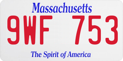 MA license plate 9WF753