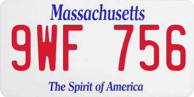 MA license plate 9WF756