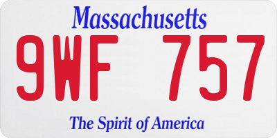 MA license plate 9WF757
