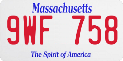 MA license plate 9WF758