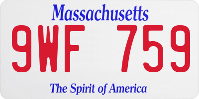 MA license plate 9WF759