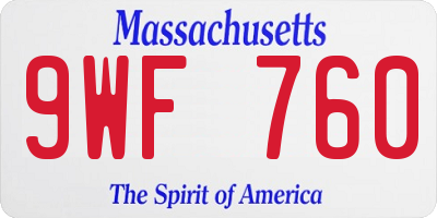 MA license plate 9WF760
