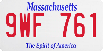 MA license plate 9WF761