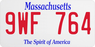 MA license plate 9WF764